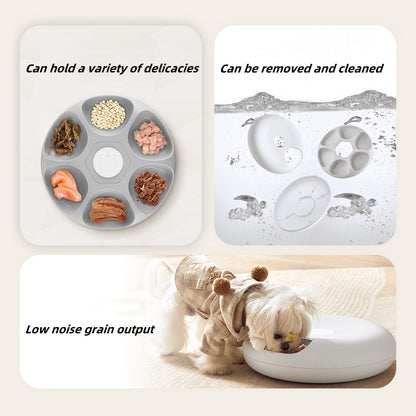 WIFI 6-meal automatic pet feeder fresh-keeping and anti-jamming mobile phone APP remote cat feeding machine